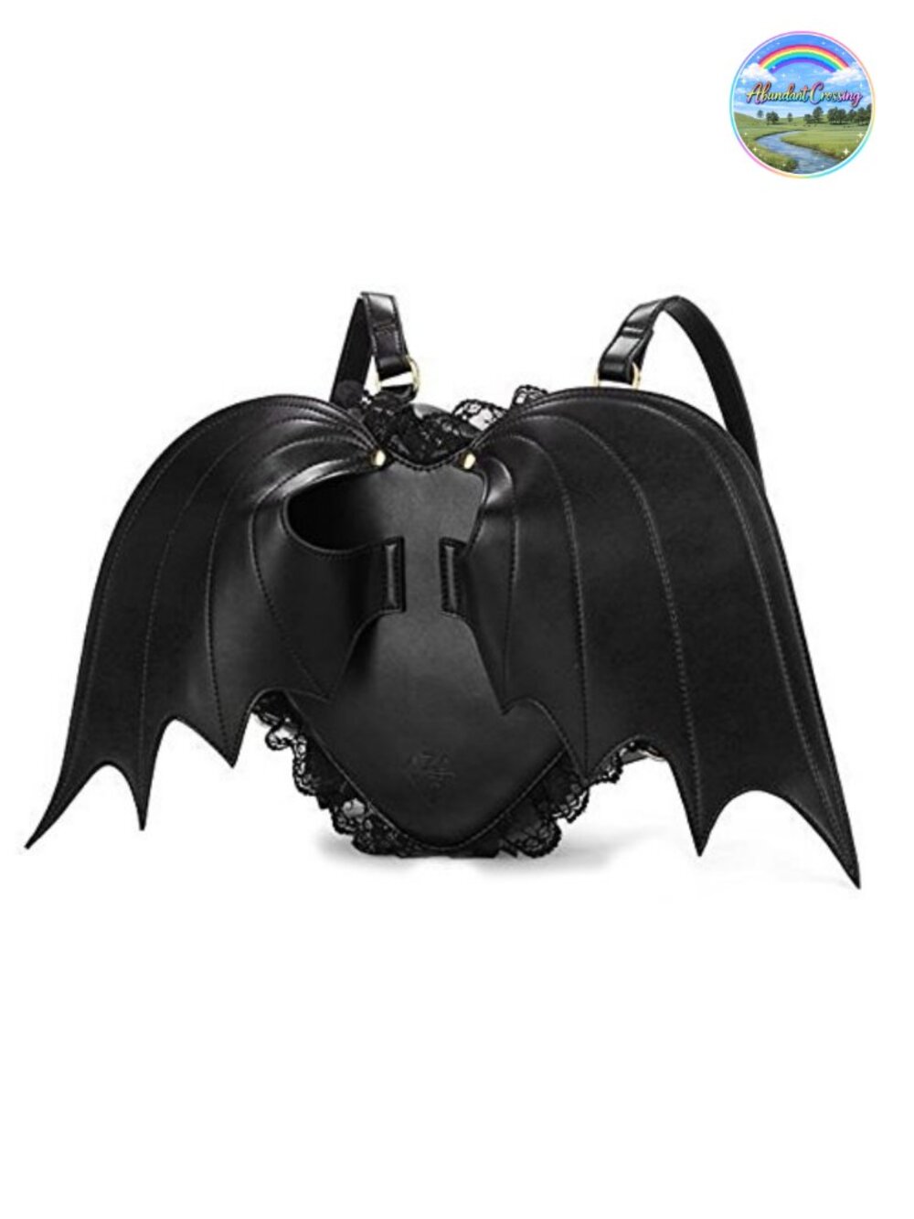 Gothic Bat Heart Wings Backpack PU Leather Punk Lolita Lace Daypack